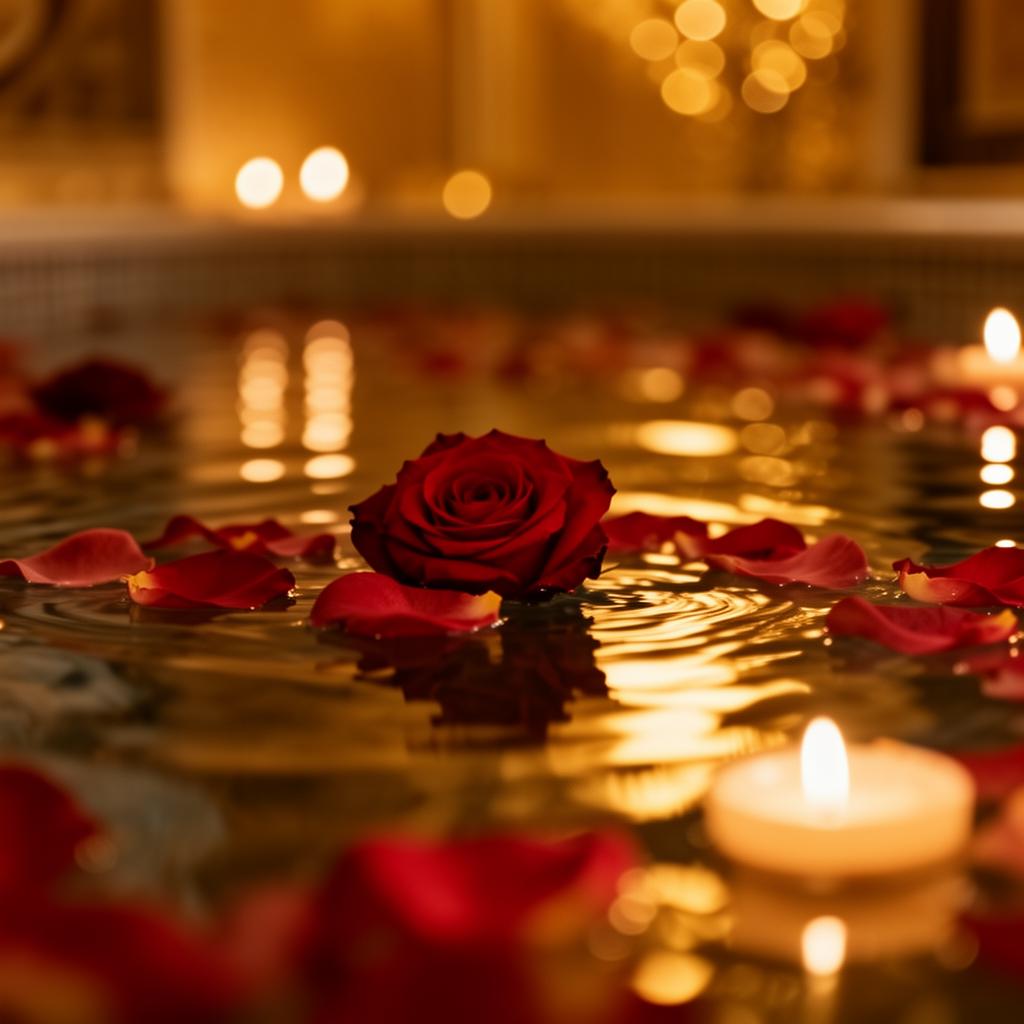 Warm water met rozenblaadjes